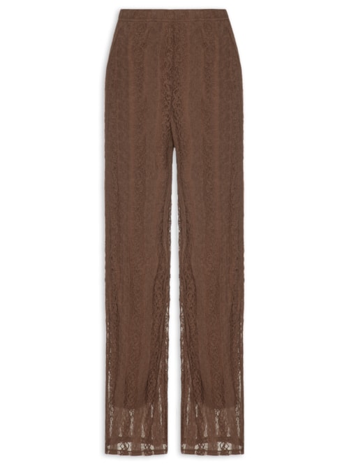 Calça Feminina Pantalona com Renda - Marrom
