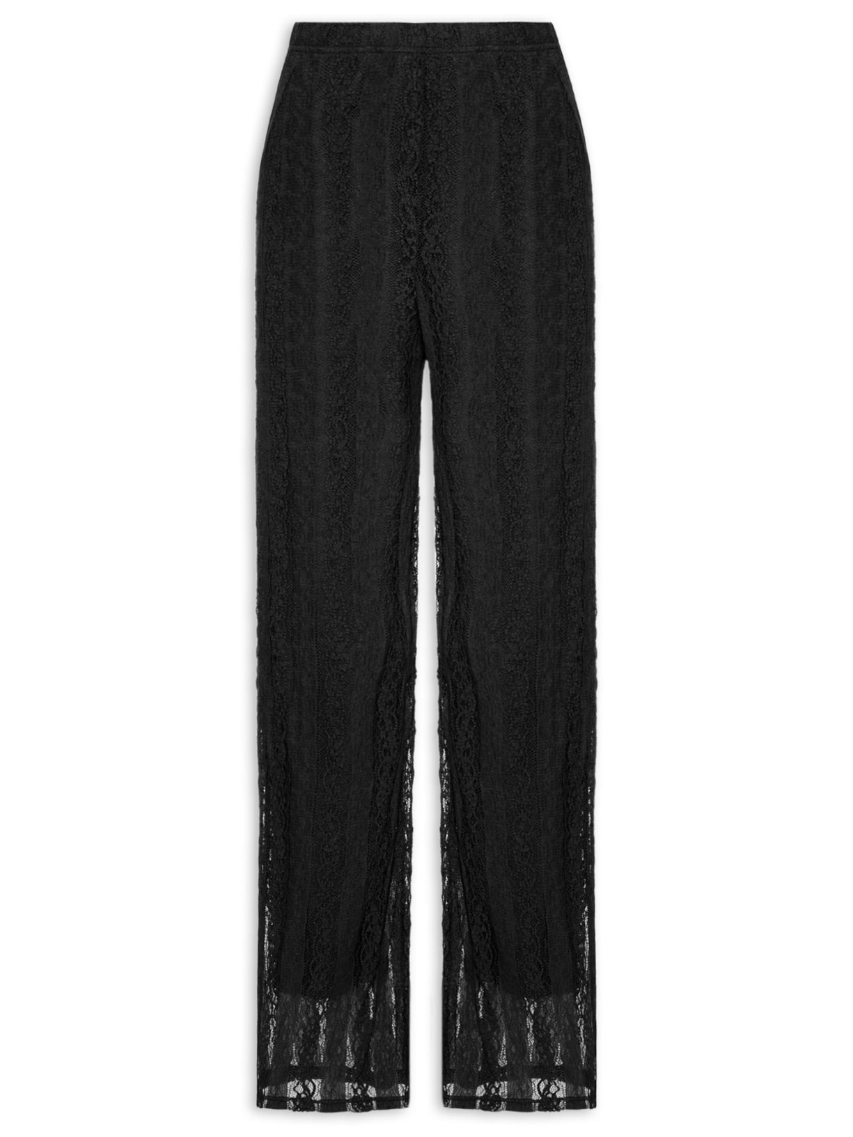 Calça Feminina Pantalona com Renda Preto Market 33