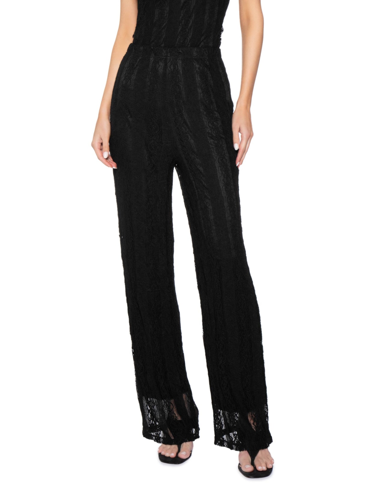 Calça Feminina Pantalona com Renda Preto Market 33