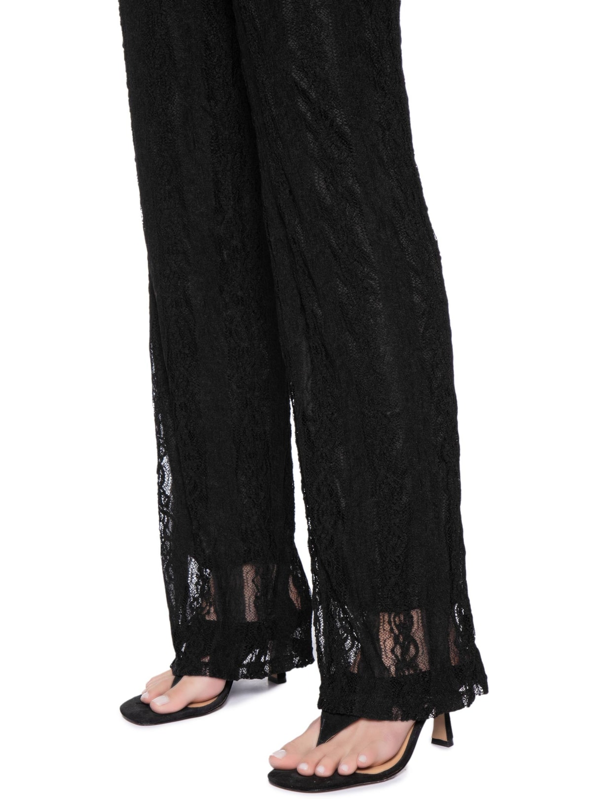 Calça Feminina Pantalona com Renda Preto Market 33