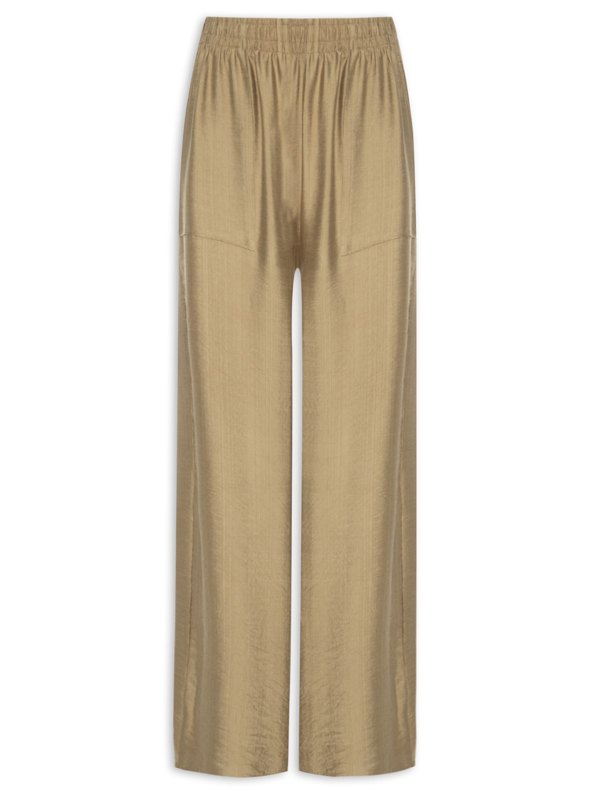 Calça Feminina Pantalona Cós Elástico - Marrom