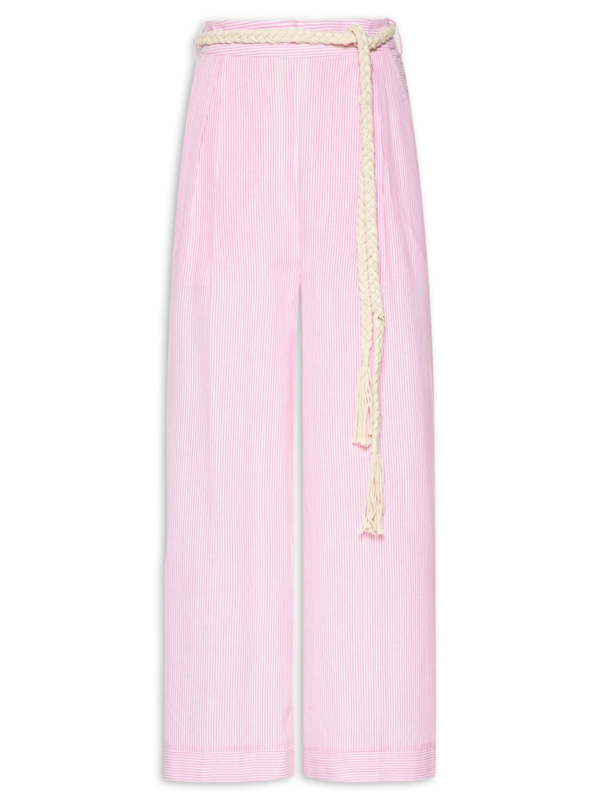 Calça Feminina Pantalona Cotton Listrada - Rosa