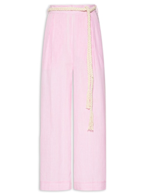 Calça Feminina Pantalona Cotton Listrada - Rosa