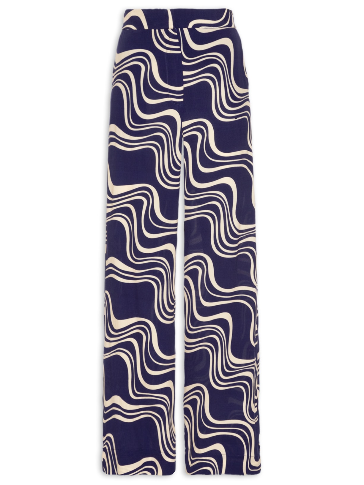 Calça Feminina Pantalona Crepe Estampa Flutuar - Azul