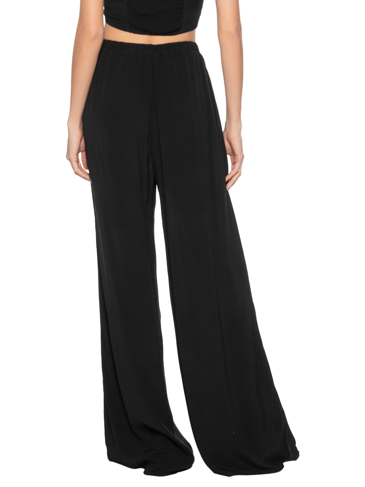 Calça Feminina Pantalona Crepe Preto Animale Jeans