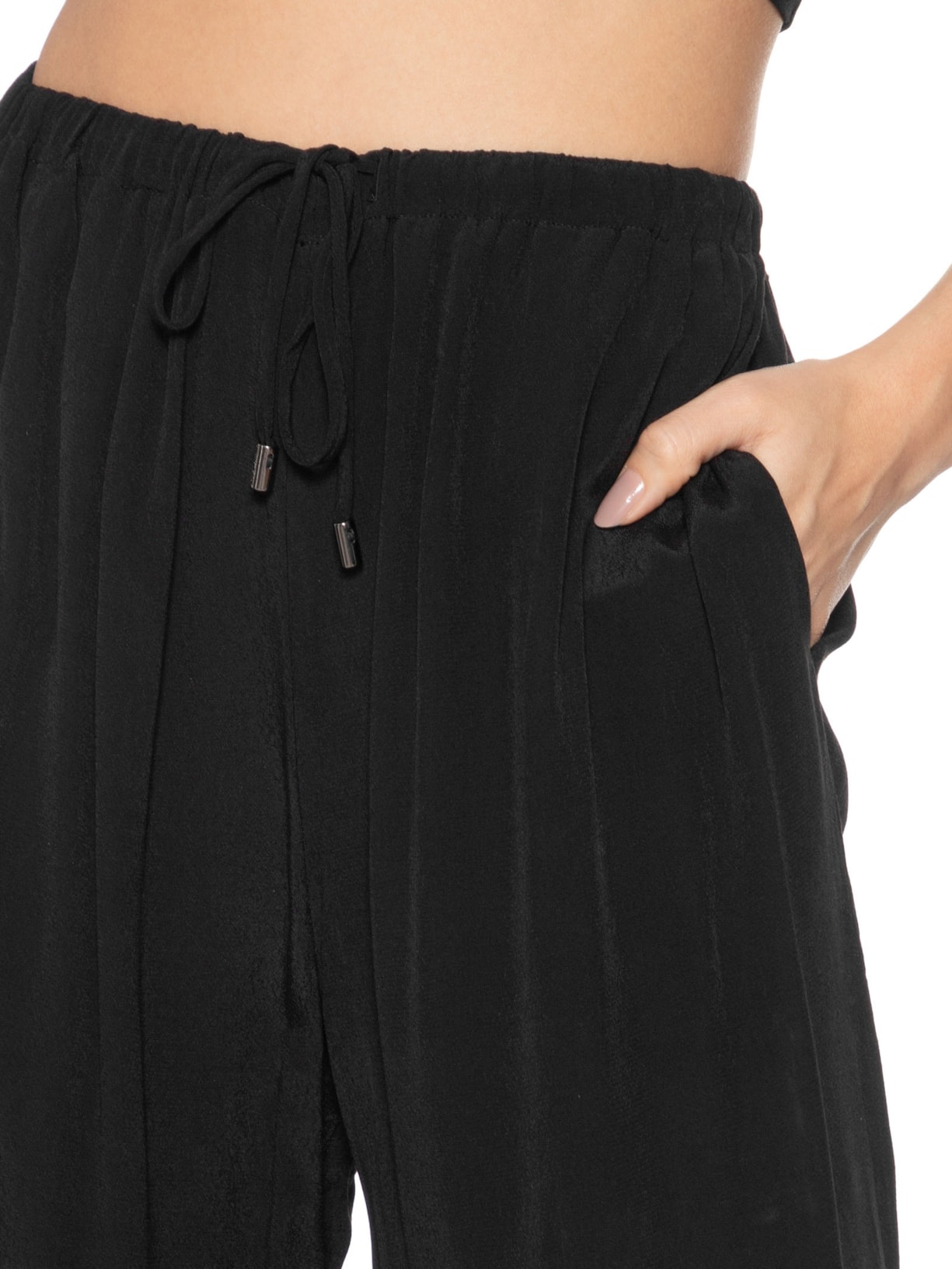 Calça Feminina Pantalona Crepe Preto Animale Jeans
