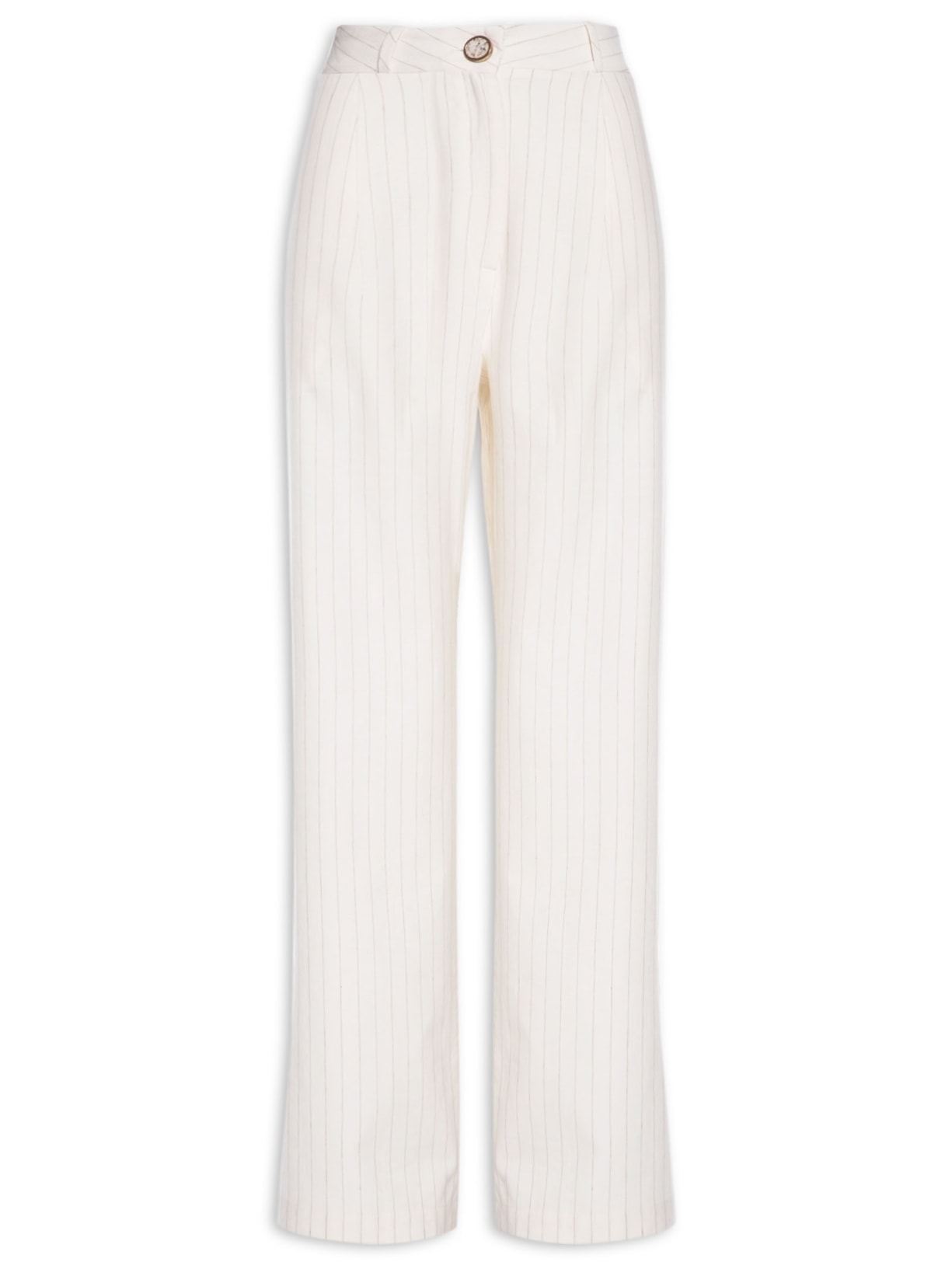 Calça Feminina Pantalona De Linho Alfaiataria Stri - Off White