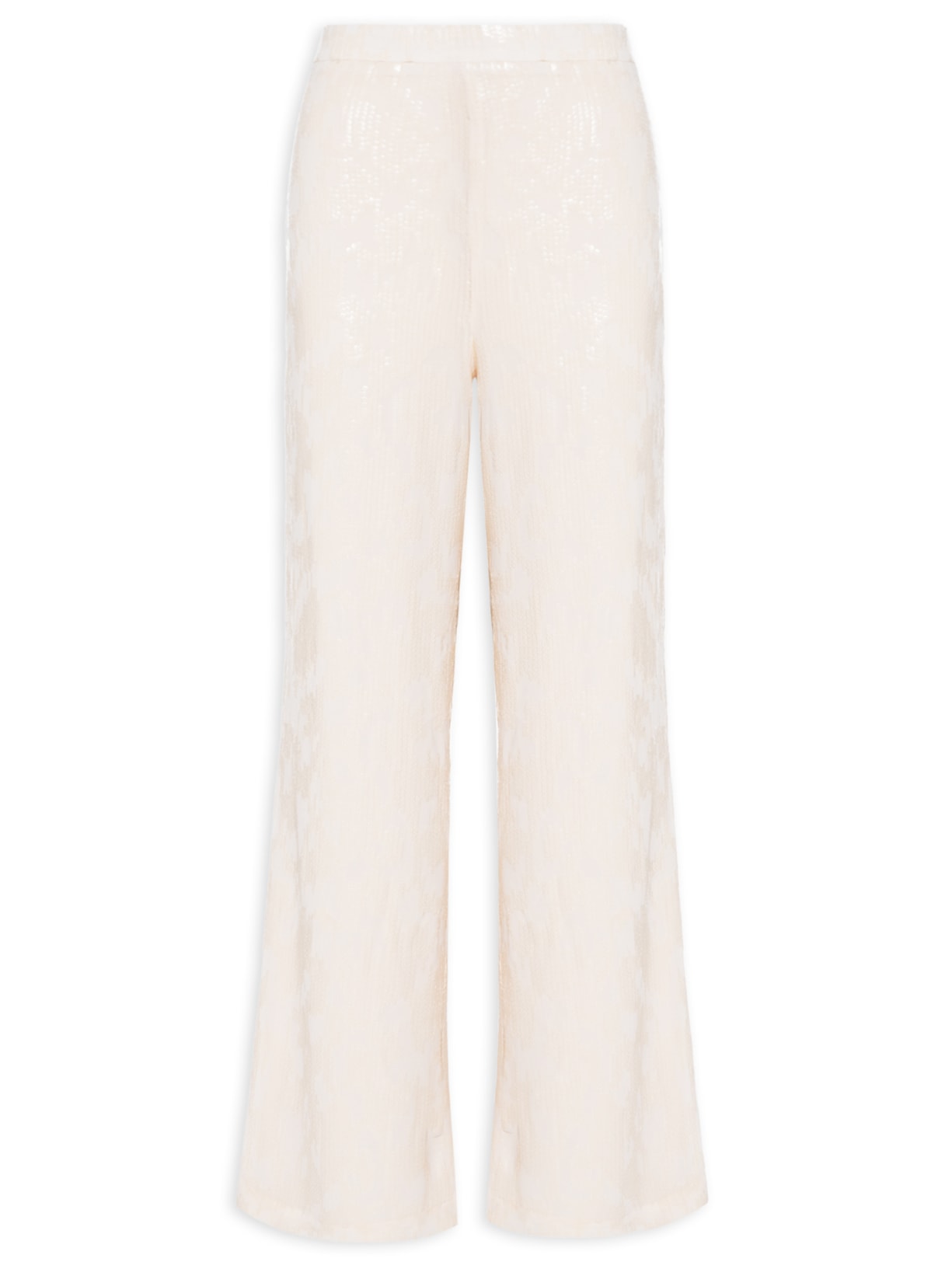 Calça Feminina Pantalona De Paetê - Off White