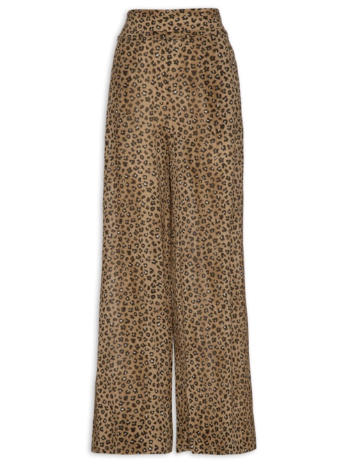 Calça Feminina Pantalona Det A Fio Onça Liberty - Animal Print