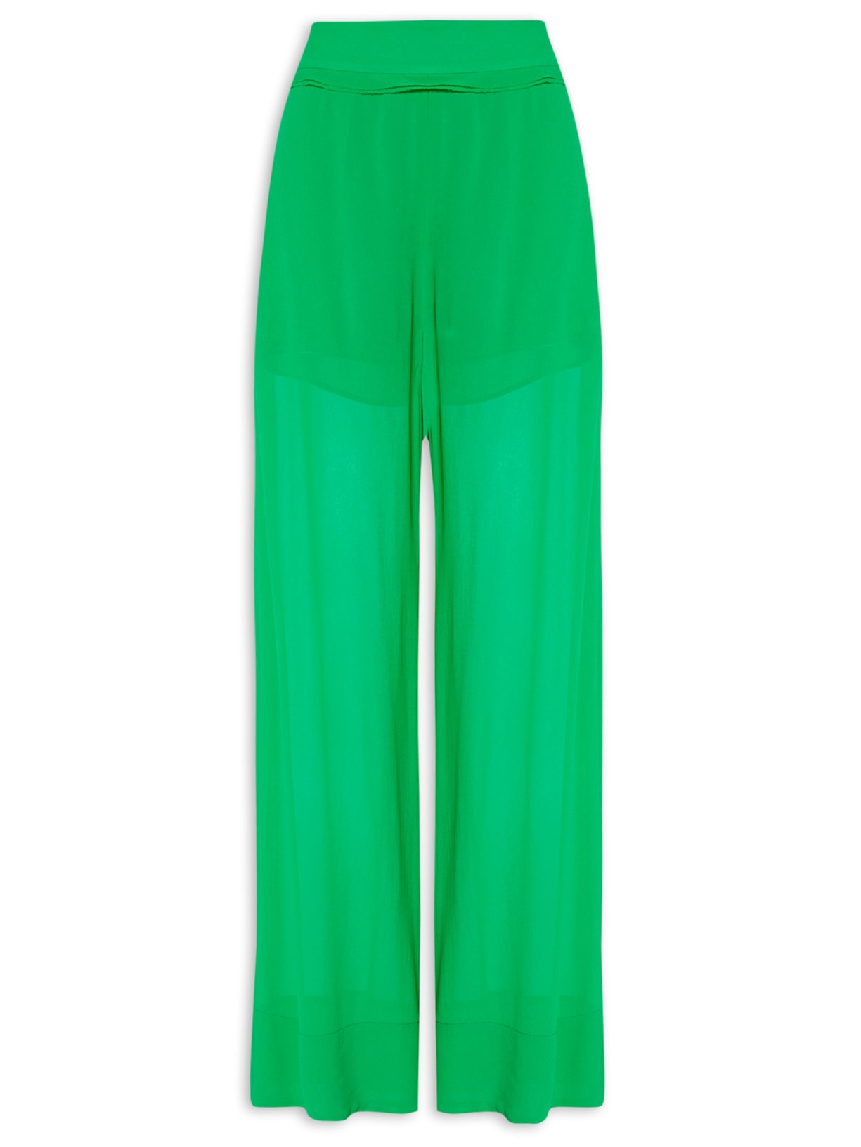 Calça Feminina Pantalona Detalhe À Fio Folha - Verde
