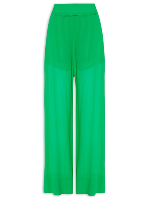 Calça Feminina Pantalona Detalhe À Fio Folha - Verde