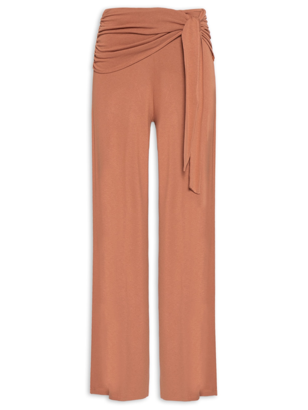 Calça Feminina Pantalona Detalhe Cós Marrom Maria Filó