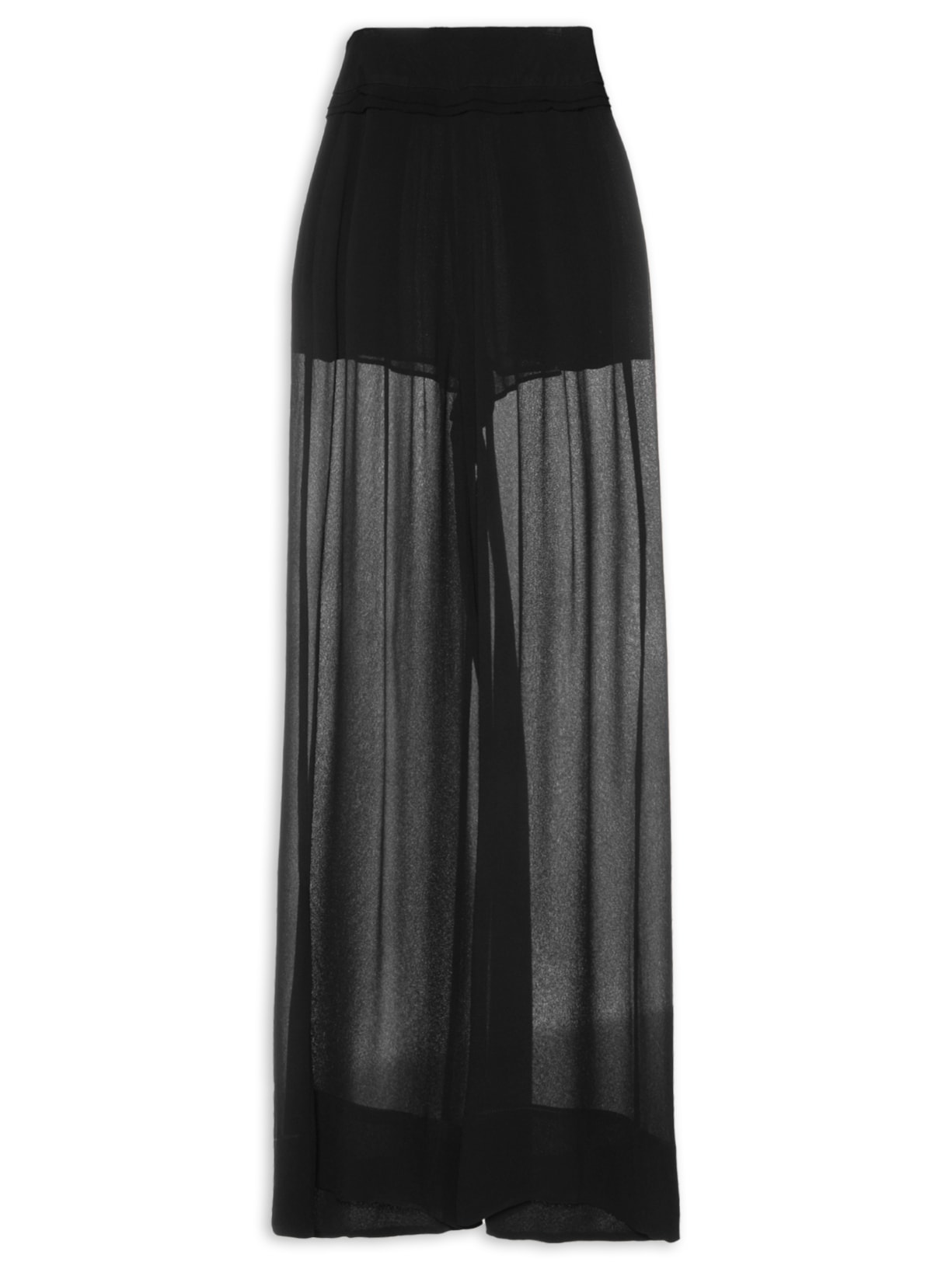 Calça Feminina Pantalona Detalhes À Fio - Preto