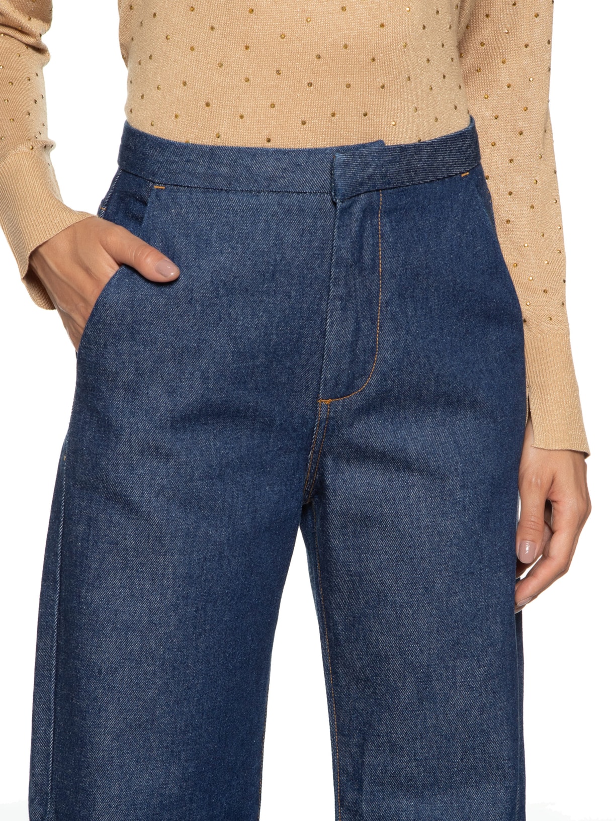 Calça Feminina Pantalona Elza Azul Le Lis