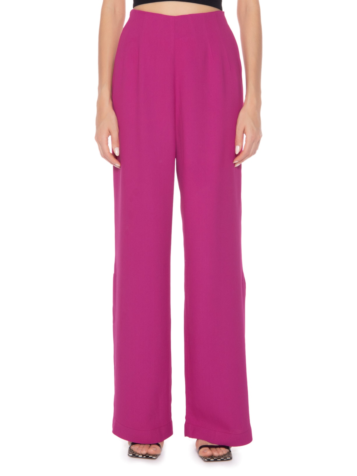 Calça Feminina Pantalona Em Crepe Rosa '2Essential