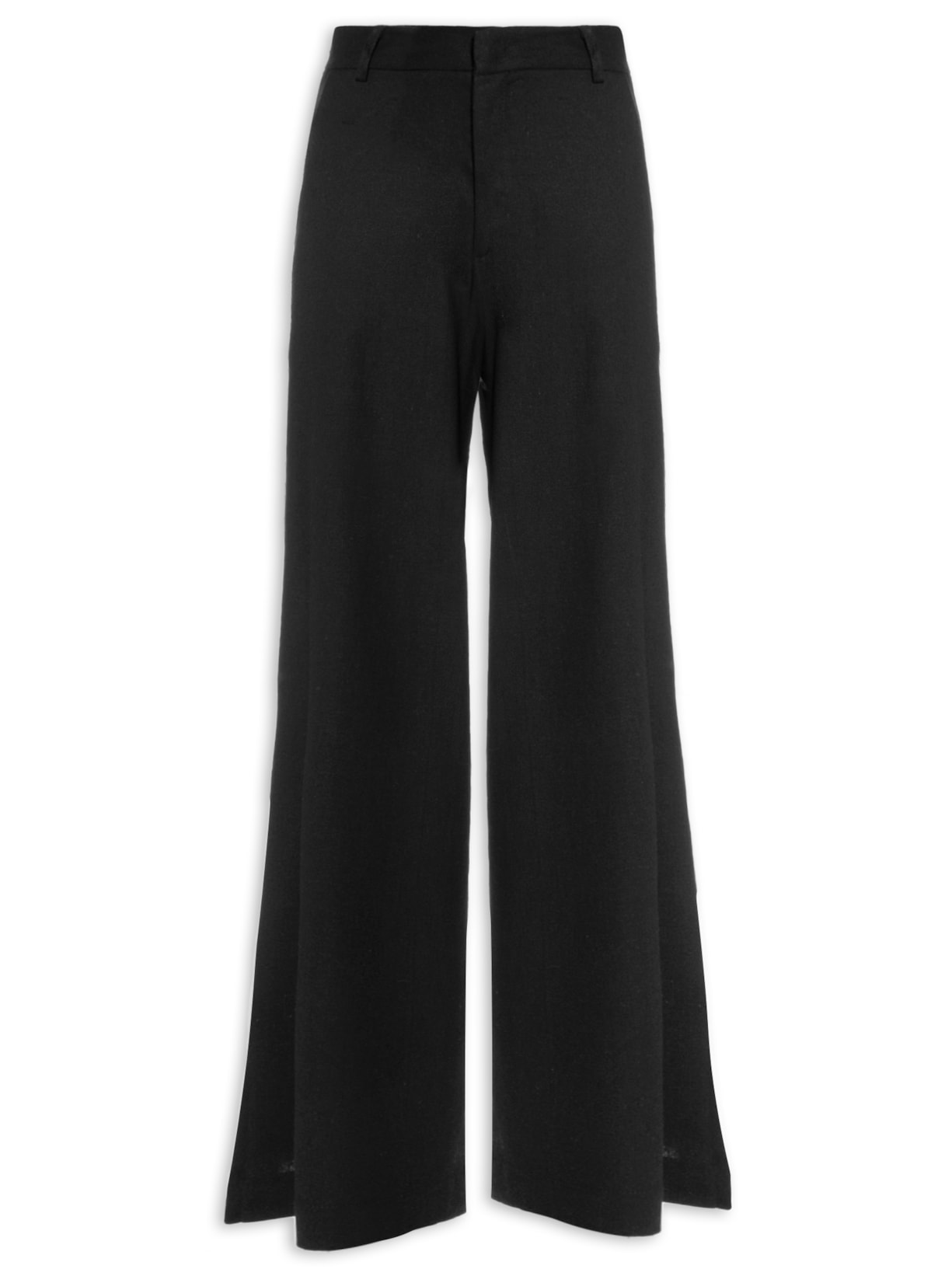 Calça Feminina Pantalona Em Linho Misto - Preto