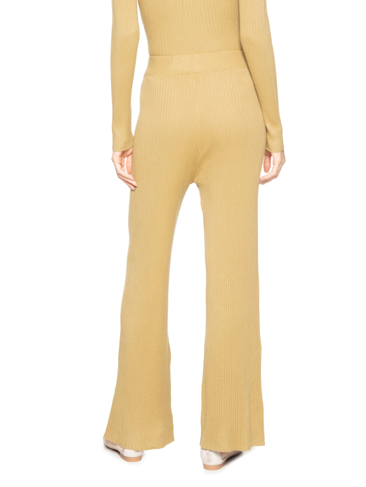 Calça Feminina Pantalona em Tricot Amarelo '2Essential