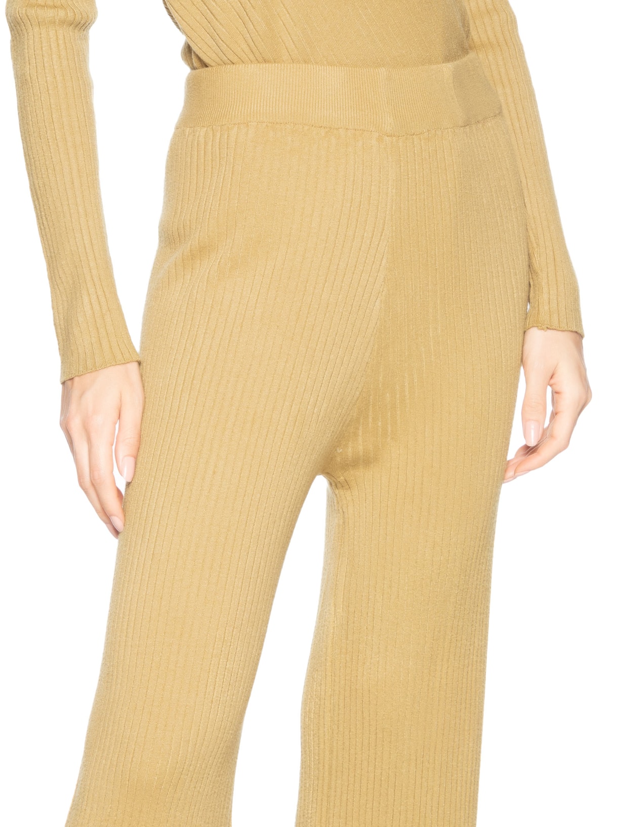 Calça Feminina Pantalona em Tricot Amarelo '2Essential
