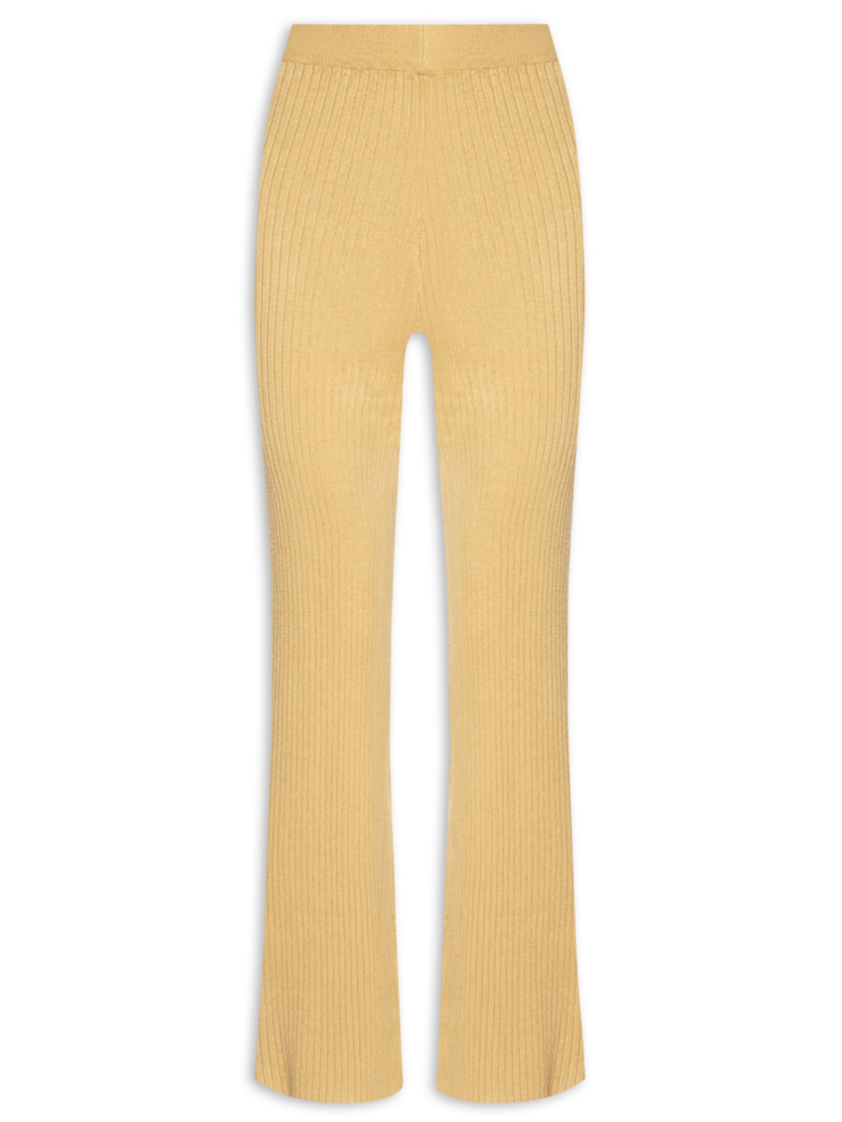 Calça Feminina Pantalona em Tricot Amarelo '2Essential