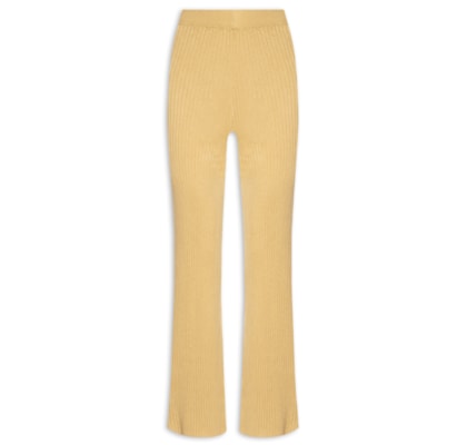 Calça Feminina Pantalona em Tricot - Amarelo