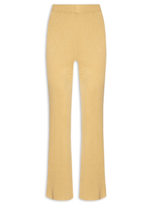 Calça Feminina Pantalona em Tricot - Amarelo