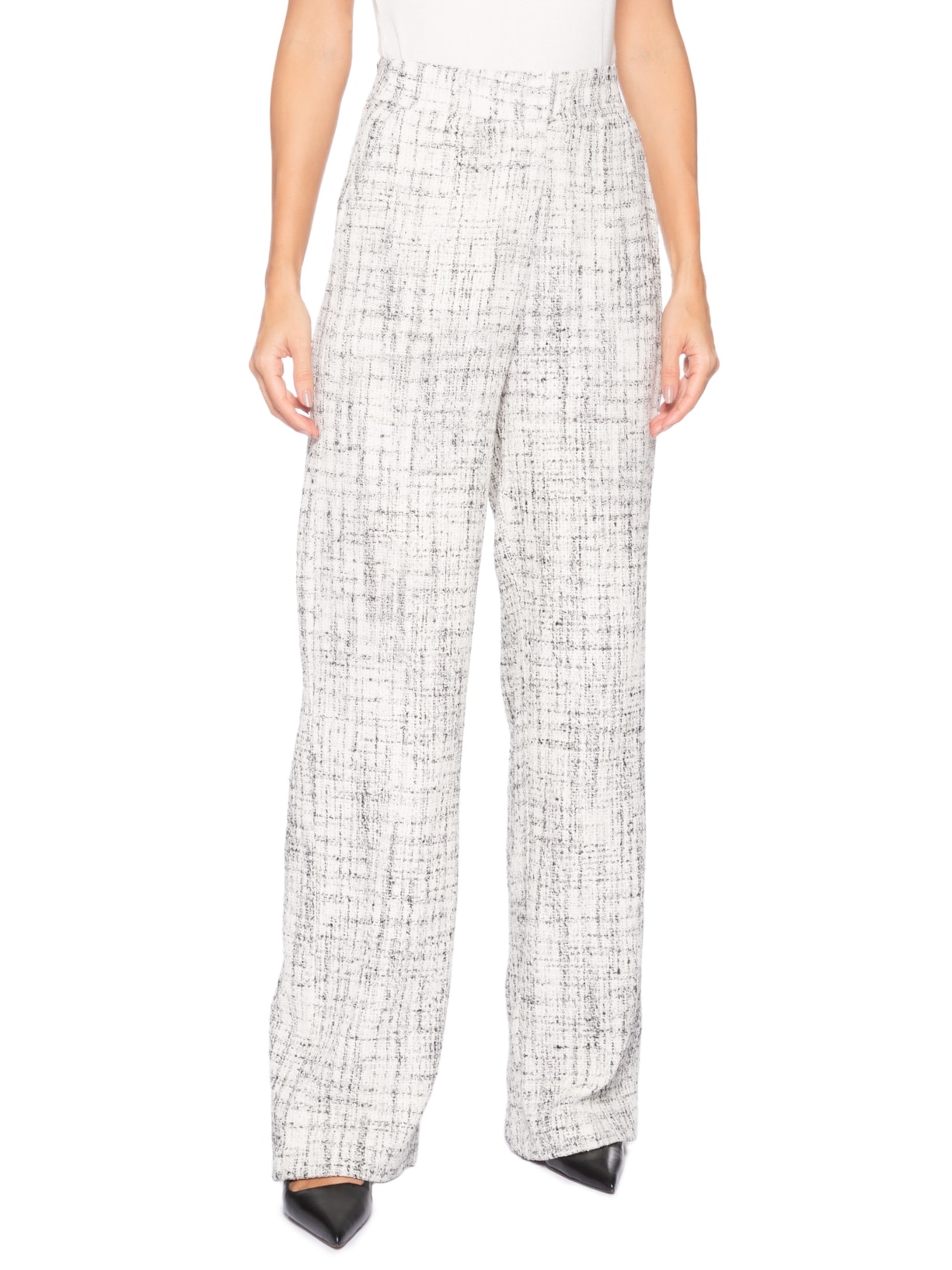 Calça Feminina Pantalona Em Tweed Off White '2Essential