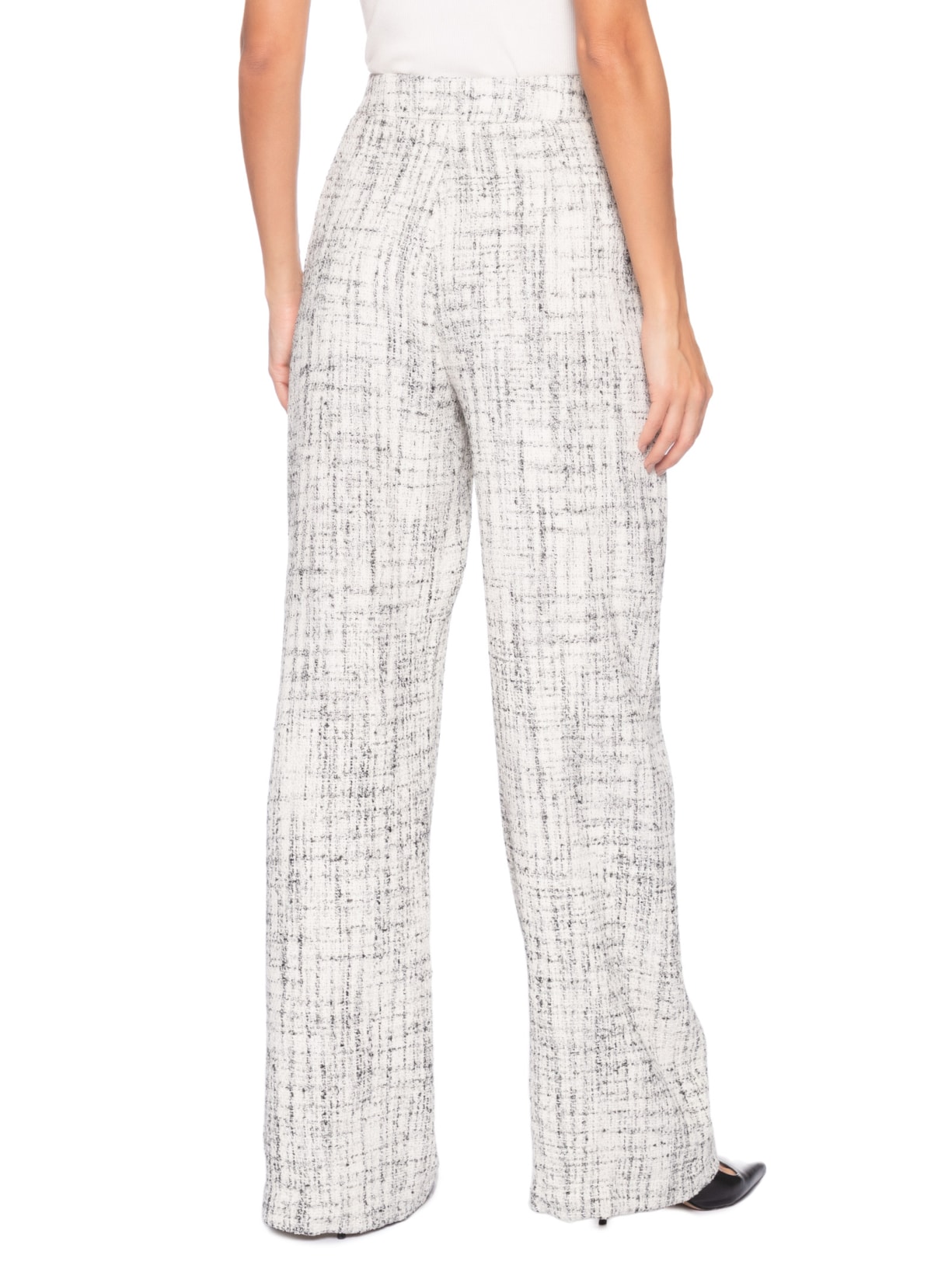 Calça Feminina Pantalona Em Tweed Off White '2Essential
