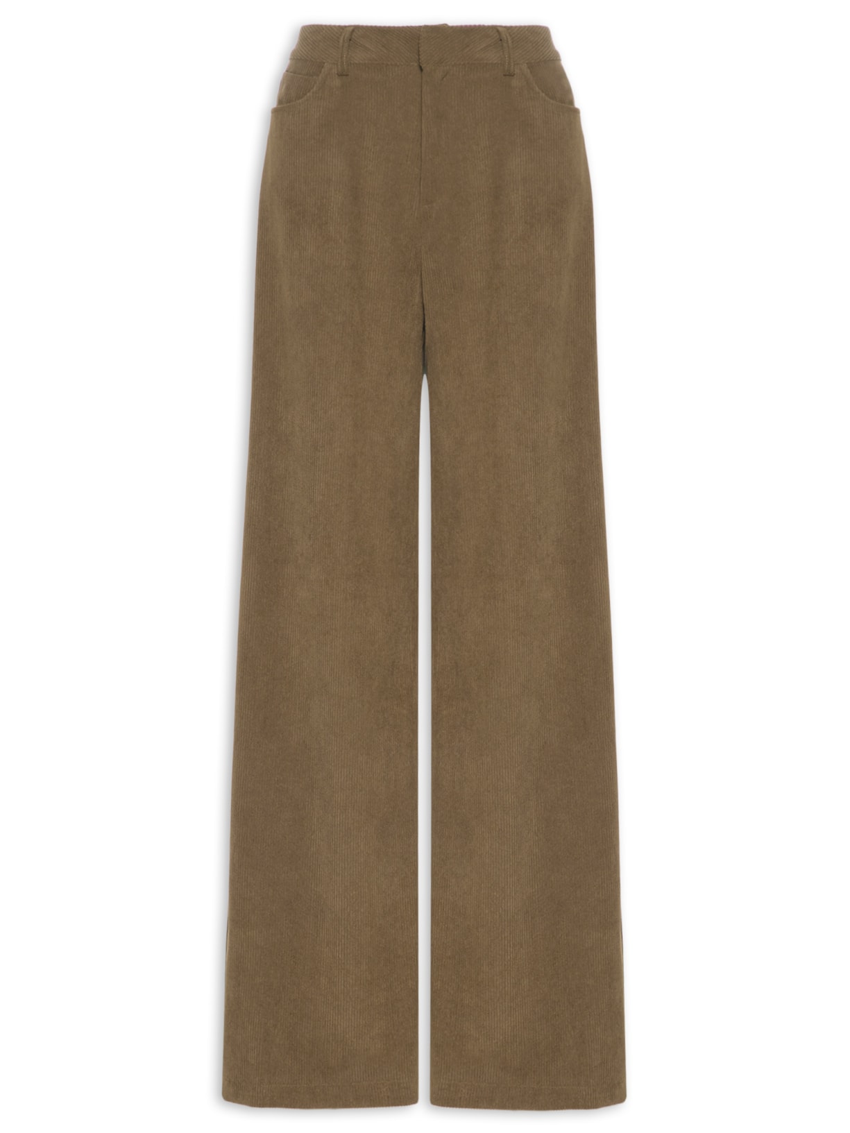 Calça Feminina Pantalona Em Veludo Cotelê Bege '2Essential