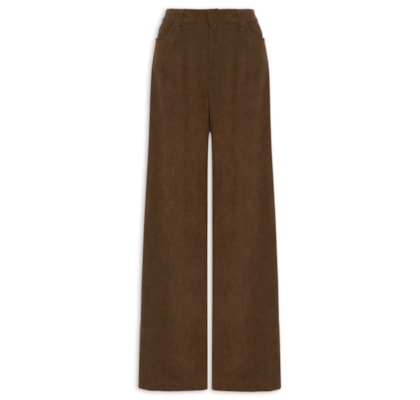 Calça Feminina Pantalona Em Veludo Cotelê - Marrom