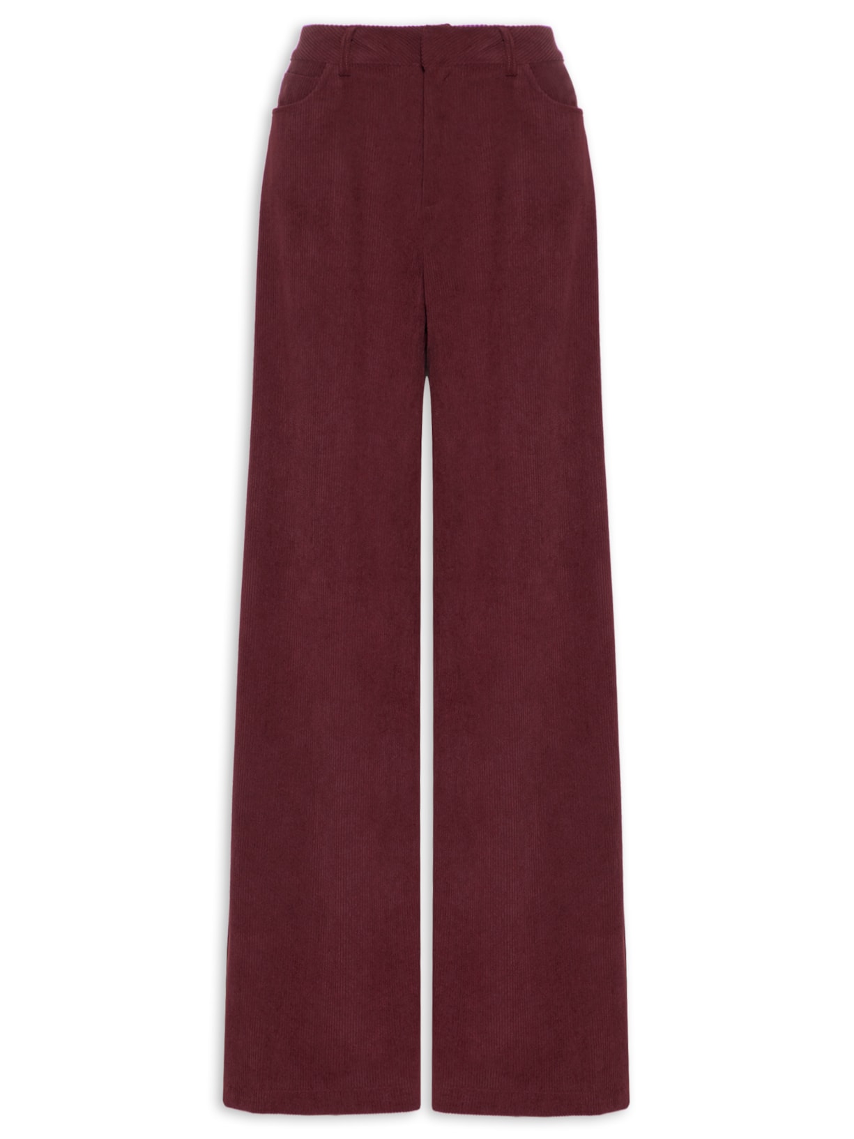 Calça Feminina Pantalona Em Veludo Cotelê Vermelho '2Essential