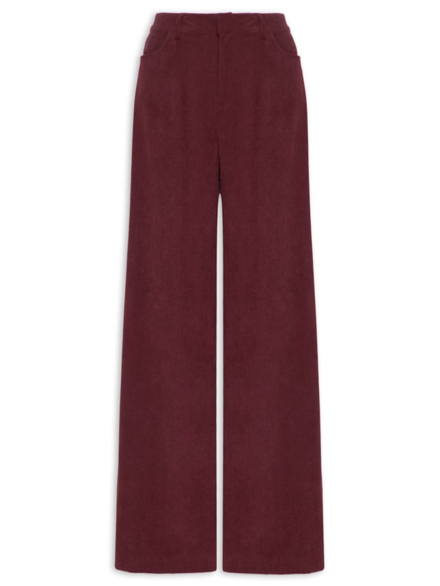 Calça Feminina Pantalona Em Veludo Cotelê - Vermelho by '2ESSENTIAL