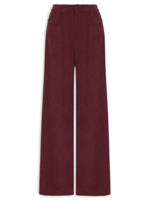 Calça Feminina Pantalona Em Veludo Cotelê - Vermelho