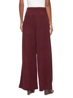 Calça Feminina Pantalona Em Veludo Cotelê - Vermelho by '2ESSENTIAL