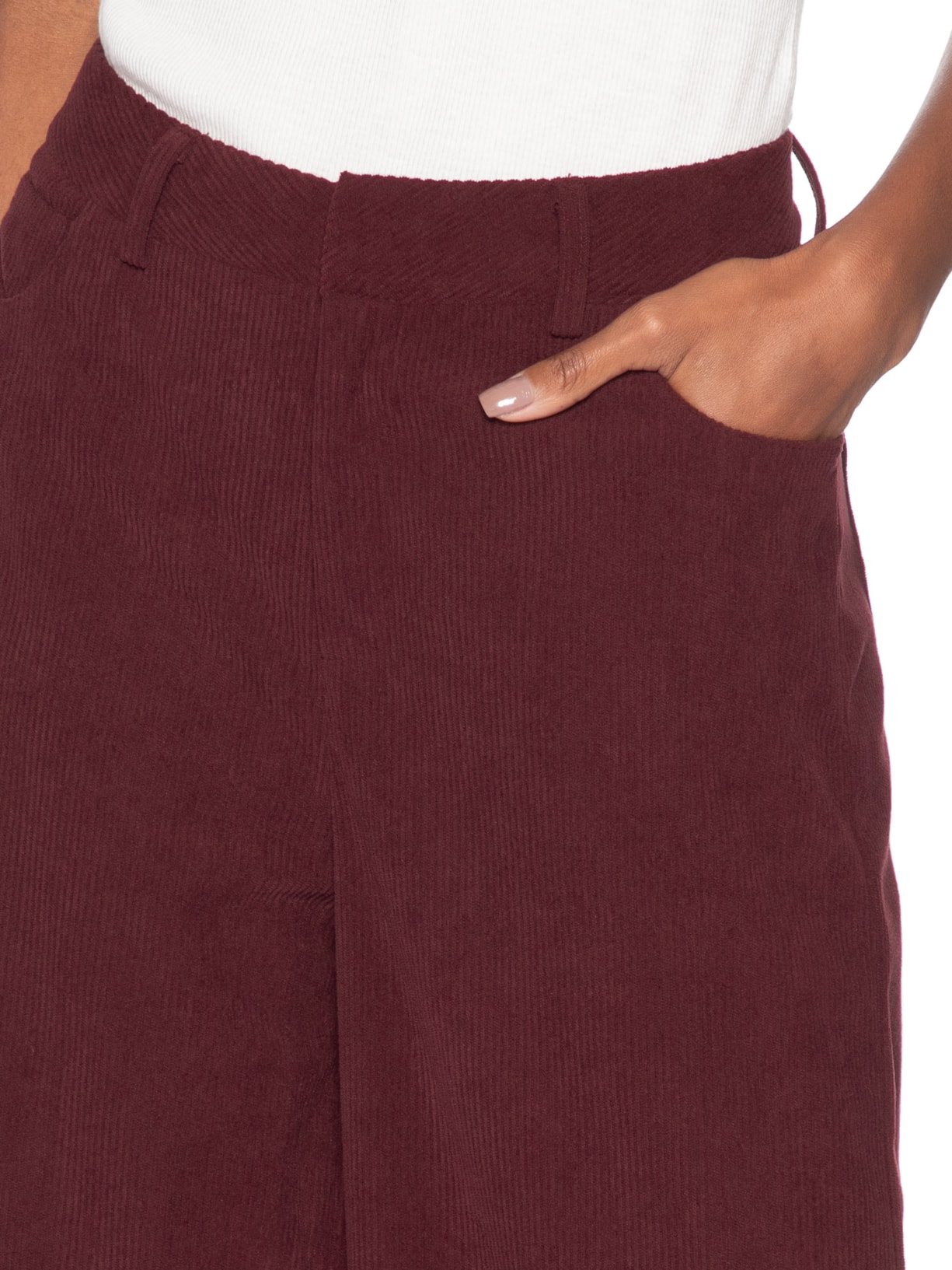Calça Feminina Pantalona Em Veludo Cotelê - Vermelho by '2ESSENTIAL
