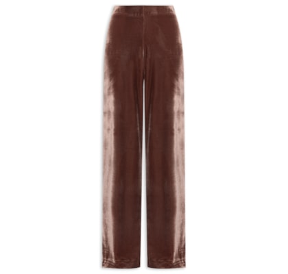 Calça Feminina Pantalona Em Veludo - Marrom