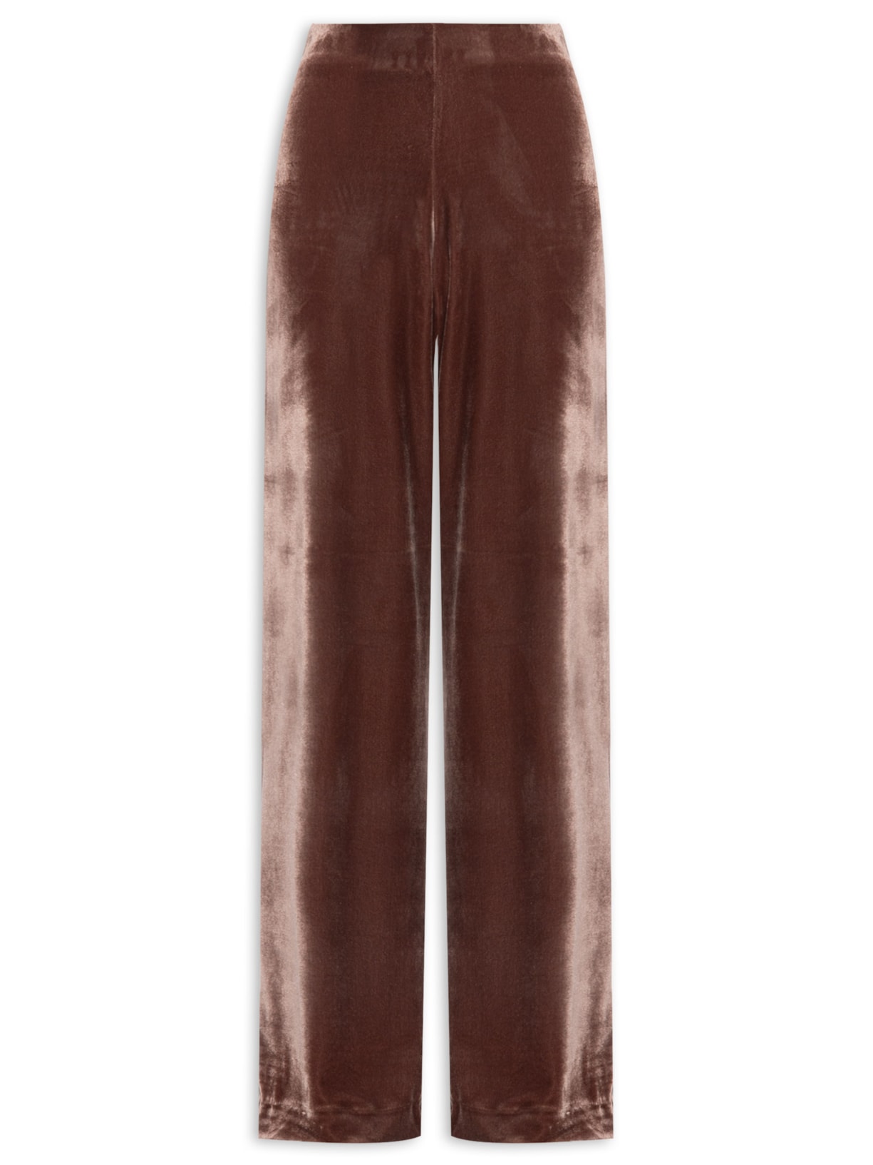 Calça Feminina Pantalona Em Veludo - Marrom