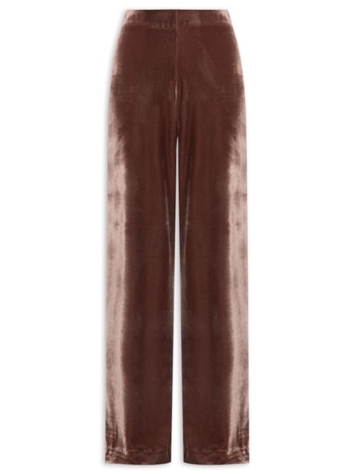Calça Feminina Pantalona Em Veludo - Marrom