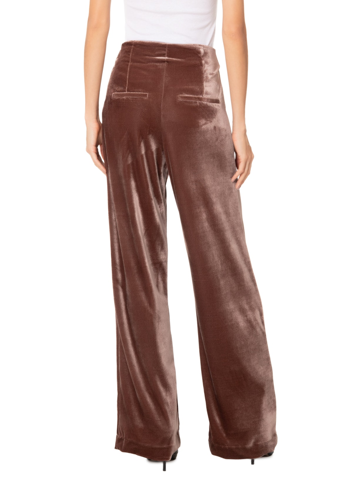 Calça Feminina Pantalona Em Veludo Marrom '2Essential