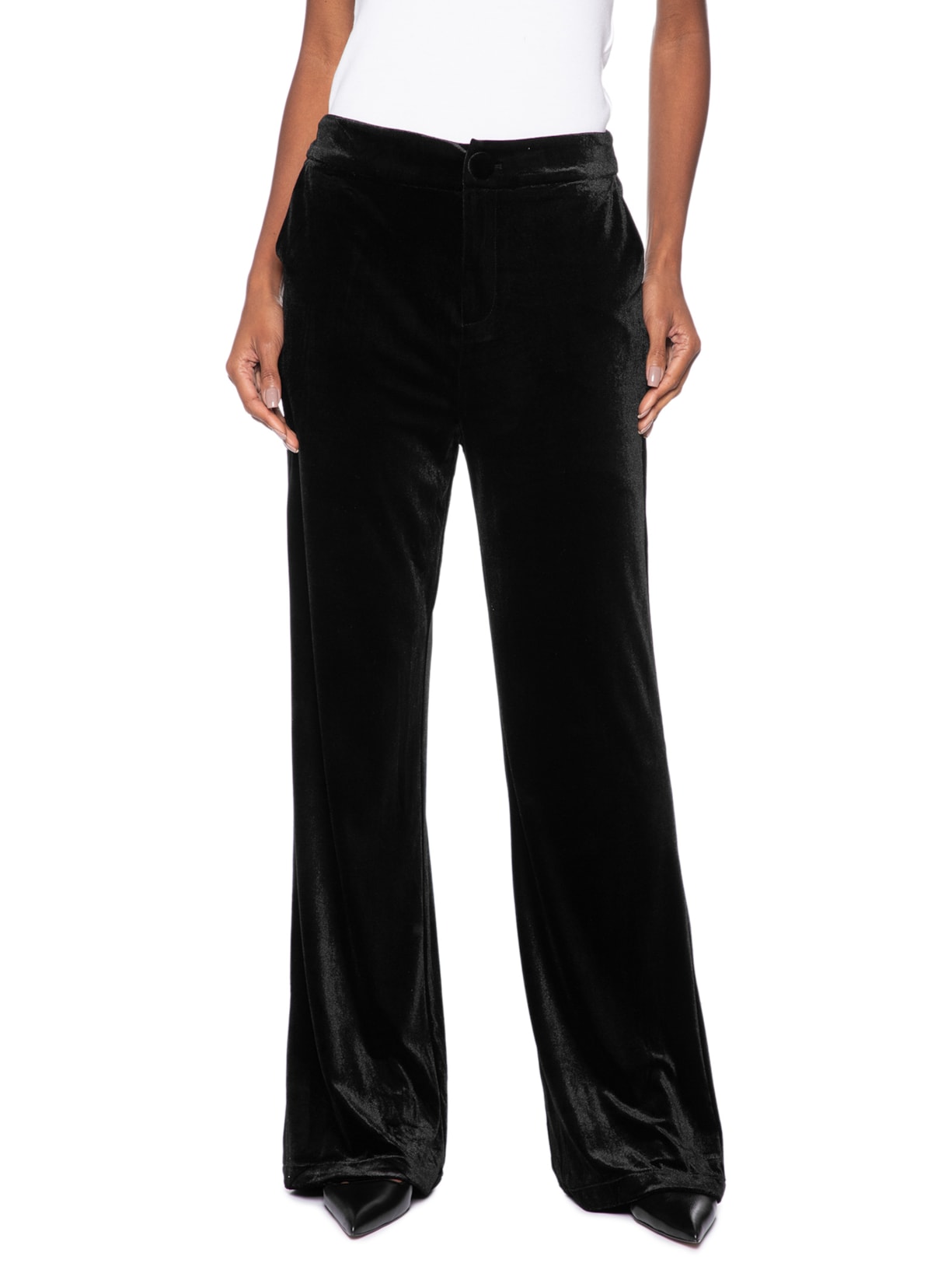 Calça Feminina Pantalona em Veludo Preto '2Essential