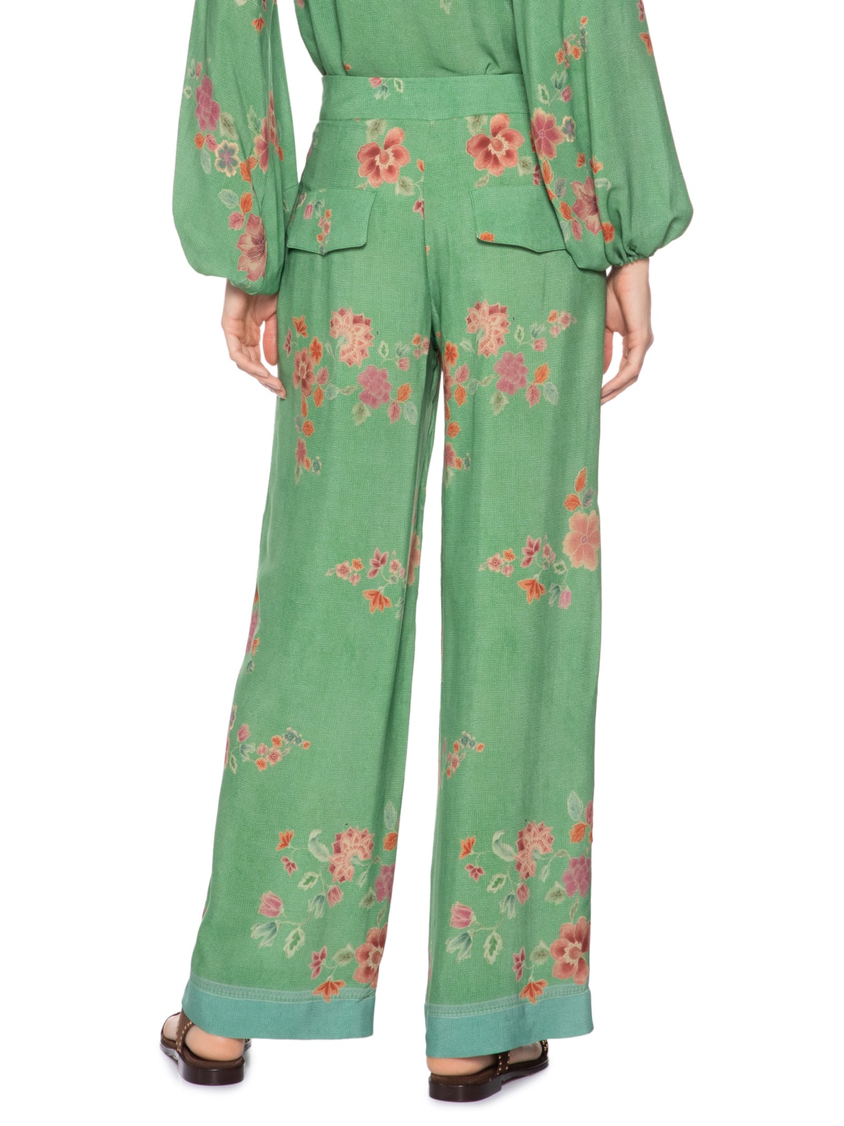 Calça Feminina Pantalona Estampa Bliss Verde Maria Filó