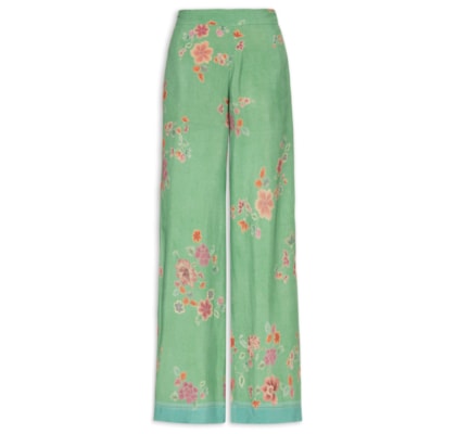 Calça Feminina Pantalona Estampa Bliss - Verde