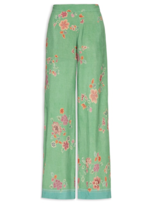 Calça Feminina Pantalona Estampa Bliss - Verde