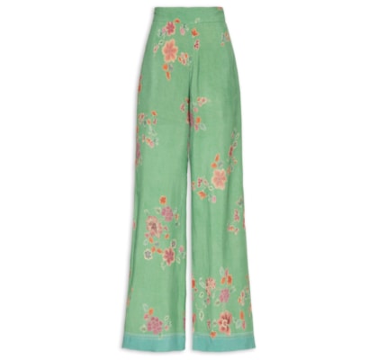 Calça Feminina Pantalona Estampa Bliss - Verde