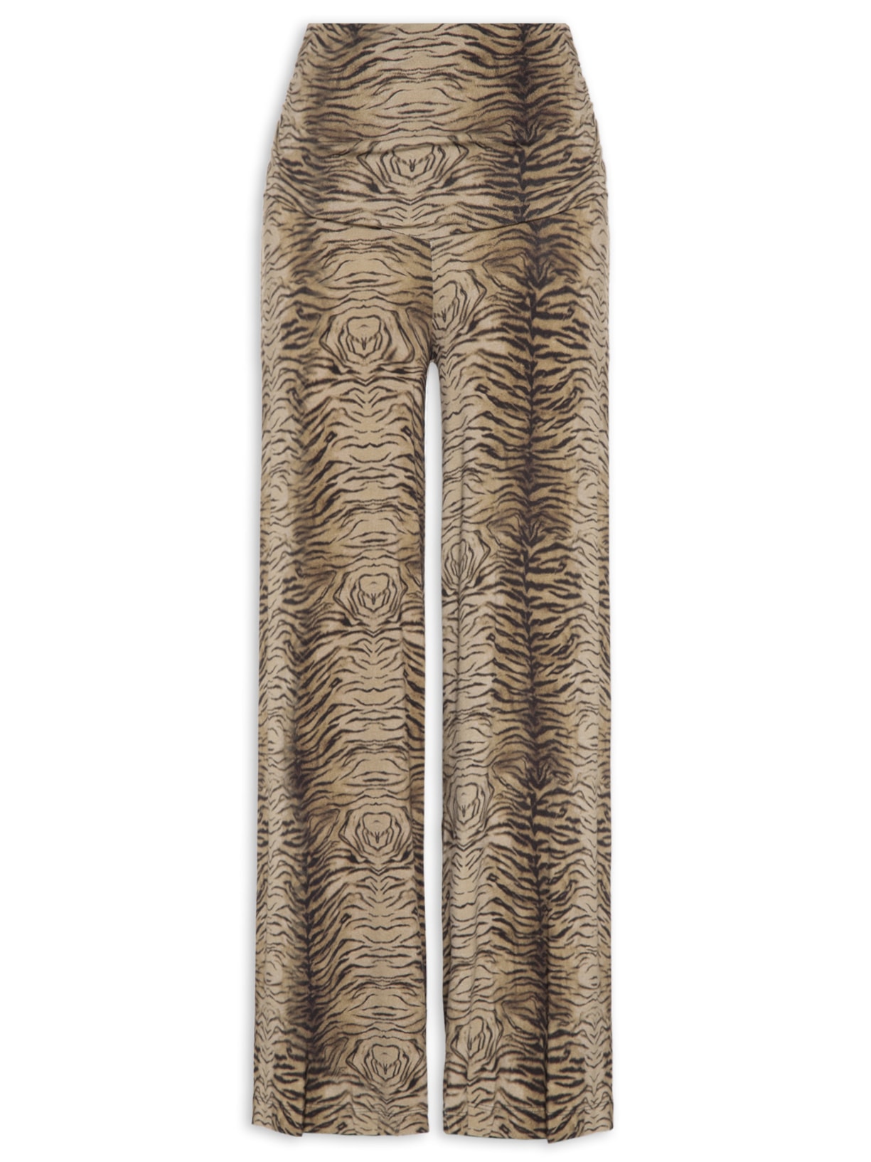 Calça Feminina  Pantalona Estampa Felin – Marrom Maria Filó