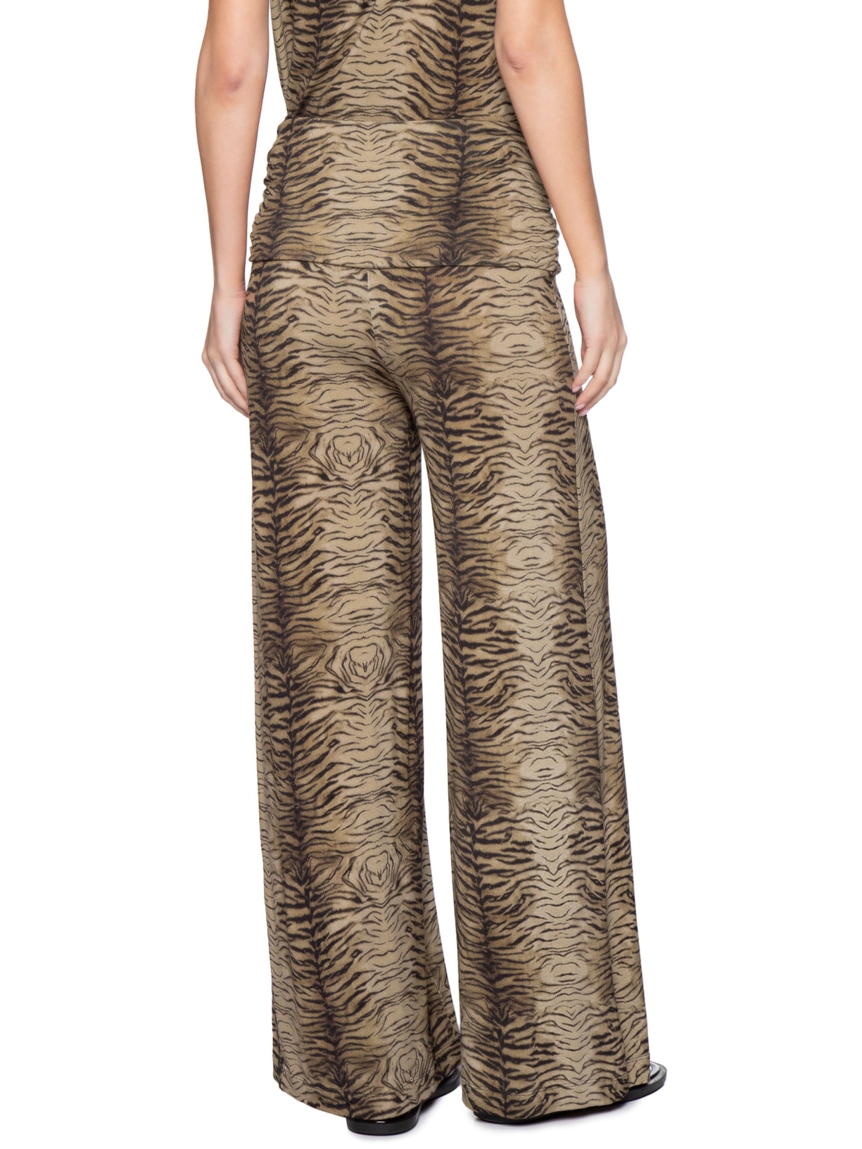 Calça Feminina  Pantalona Estampa Felin – Marrom Maria Filó