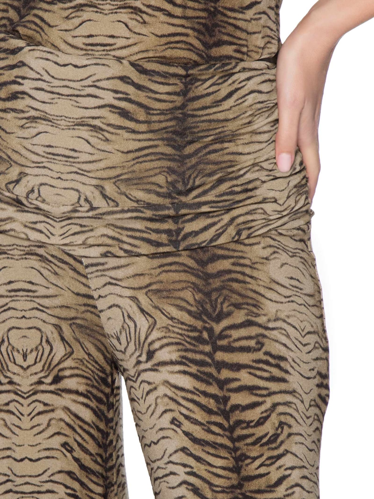 Calça Feminina  Pantalona Estampa Felin – Marrom Maria Filó