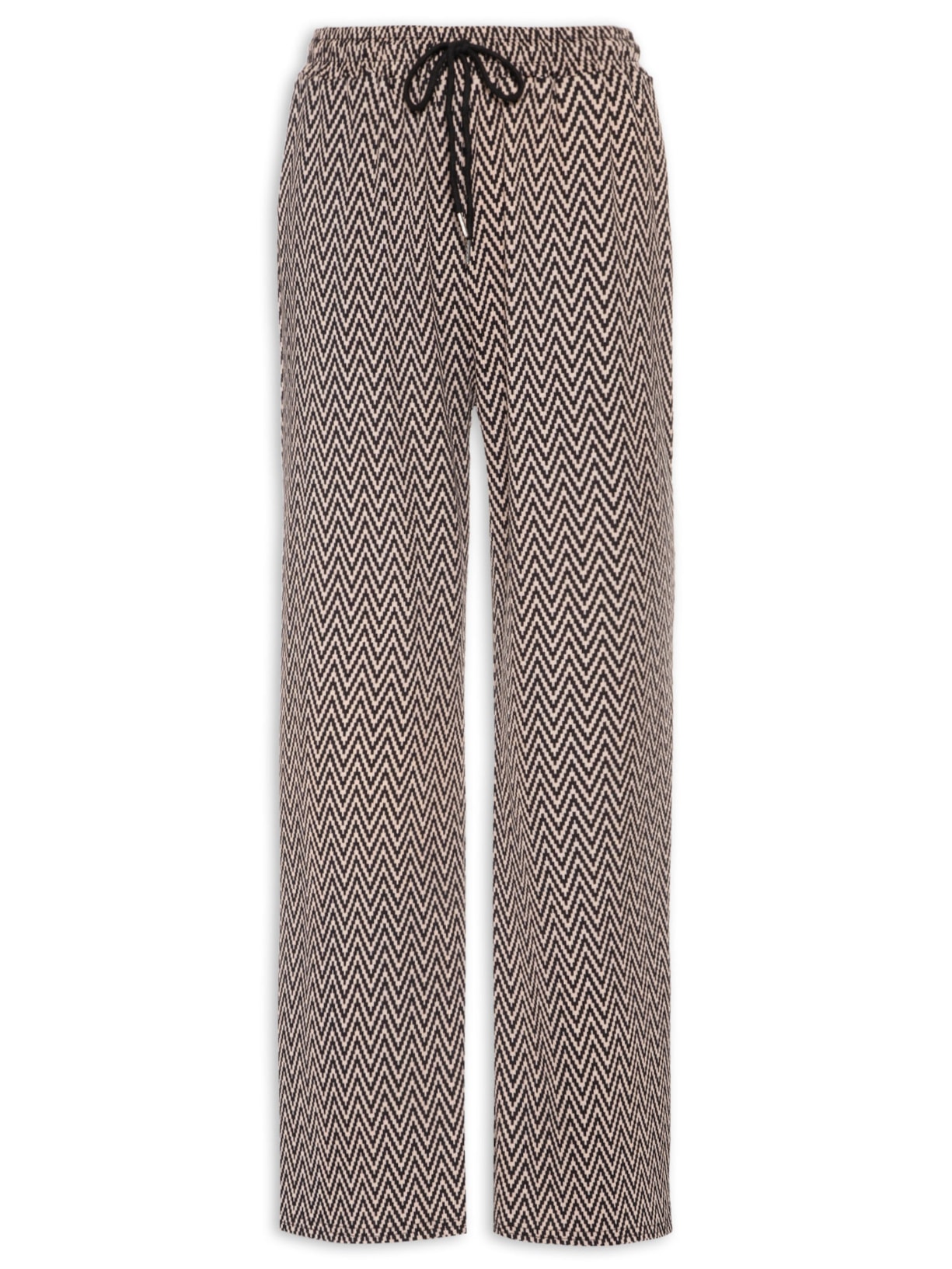 Calça Feminina Pantalona Estampada - Bege