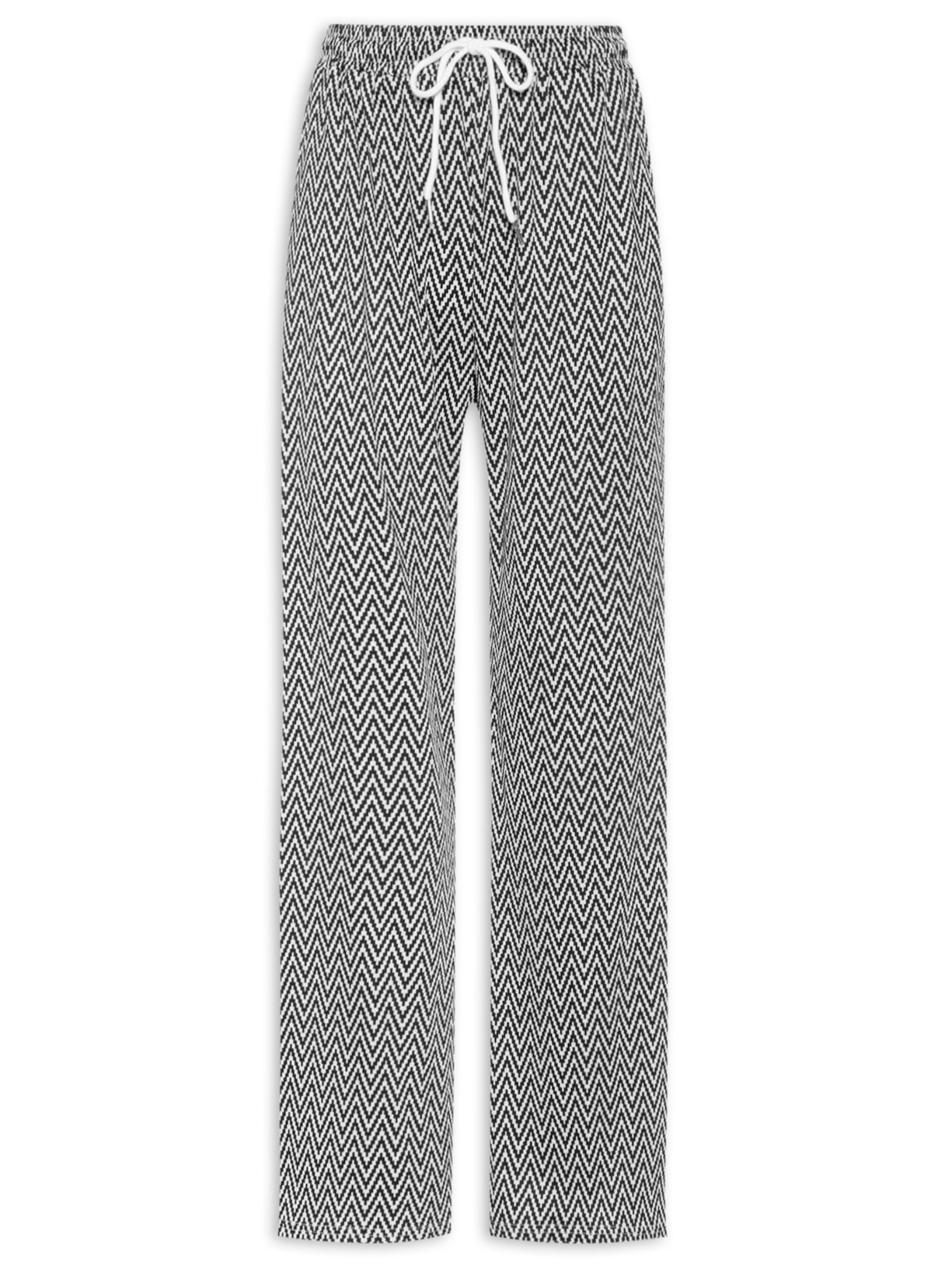 Calça Feminina Pantalona Estampada - Preto