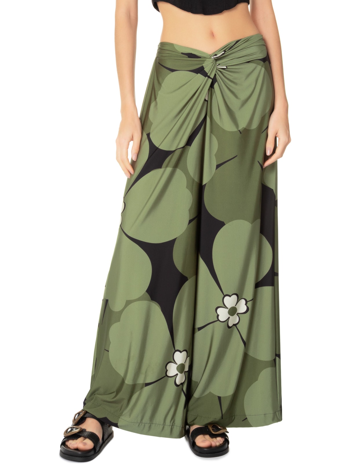 Calça Feminina Pantalona Florbela Preto Farm
