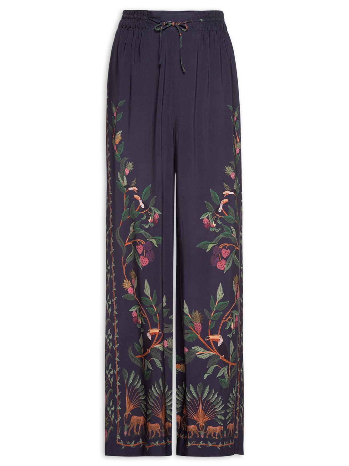 Calça Feminina Pantalona Floresta Doce - Azul